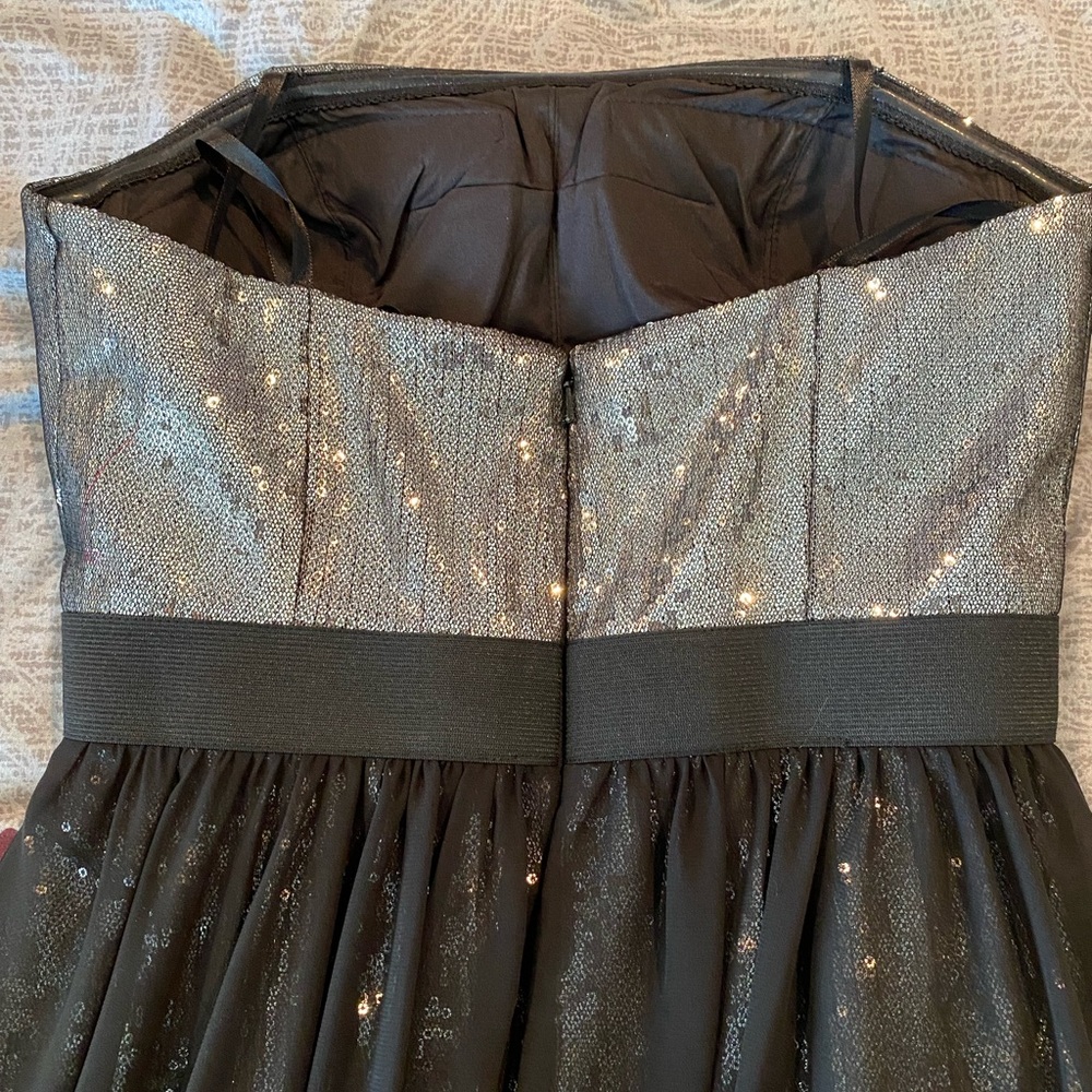 Silver Sequin and black strapless cocktail dress. Worn once. No tears or stains. - Picture 5 of 6